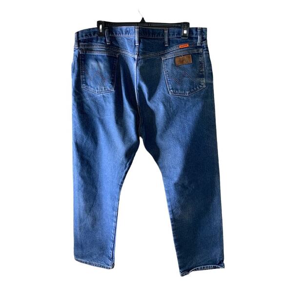 Wrangler Flame Resistant Denim Mens 44X32 Zip Fly Straight Stonewash Blue Jeans - Picture 2 of 12